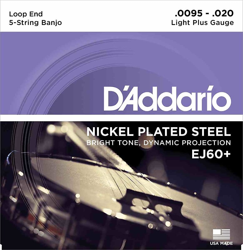 D'Addario EJ60+ Light+ 9.5-20 - Jeu de cordes Banjo 5 cordes plaqué nickel image 1