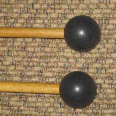 one pair of new old stock A+ Mike Balter MB10B (10B) Extra Hard Keyboard Mallets, 1 and 1/8" phenolic (plastic) round (gray color) HEADS and natural birch HANDLES - mid to late 1990s (+ packaging) Unwound Series image 16