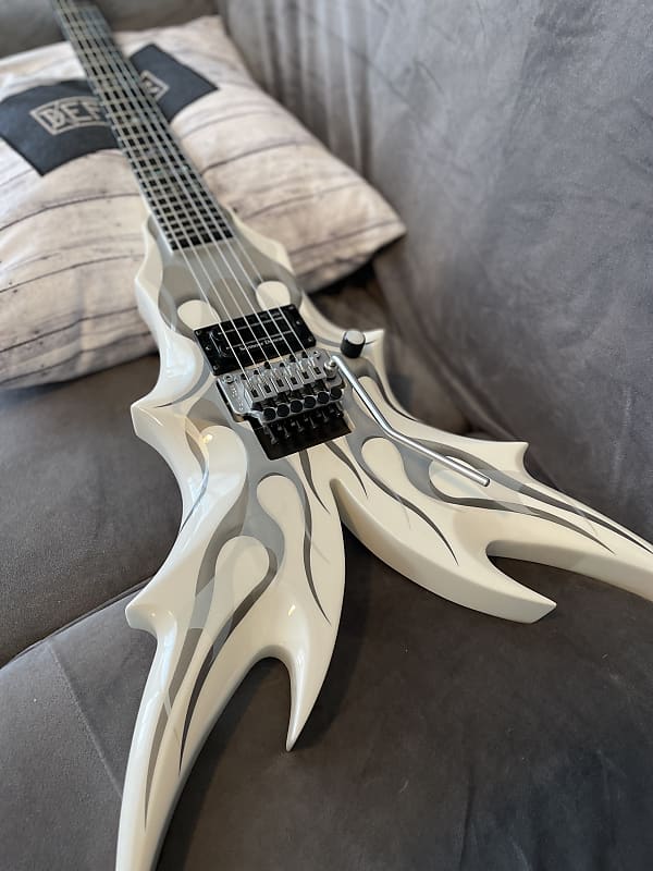 B.C. Rich Draco Ghost Flame V - White Ghost Flames image 1