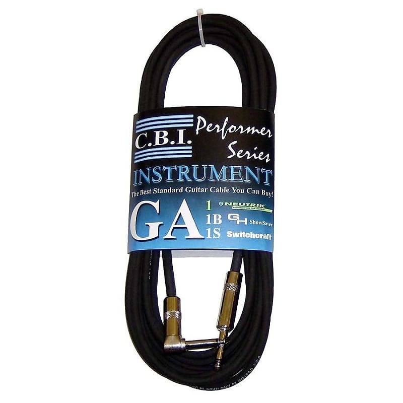 CBI GA1 American-Made Instrument Cable with Straight and Right Angle Plugs, 18 Foot image 1