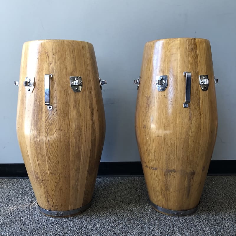 コンガ　ビンテージ　VALJE DRUMS？ PAIR OF VINTAGE 1960'S VALJE OAK CONGA DRUMS — Lots of Furniture