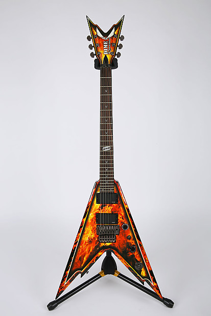 Dean Razorback V 25.5 Explosion FR Floyd Rose EMG Unique Graphic Electric  Guitar