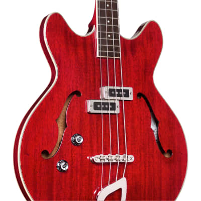 Guild Starfire I Semi-Hollow Left Handed 4-String Bass, Rosewood, Cherry Red image 4