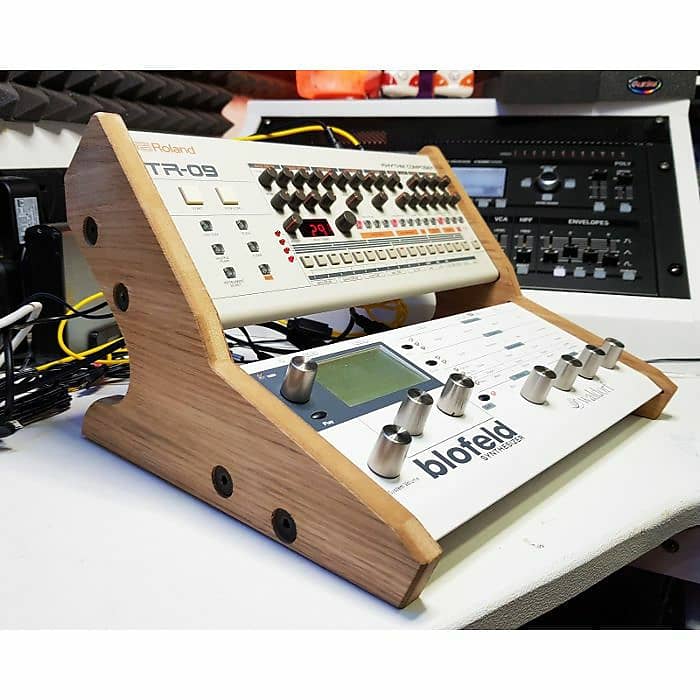 Synths & Wood Oak Veneered End Cheeks Dual Stand For Waldorf Blofeld, Pulse 2 & Roland Boutique Series Synthesiser image 1
