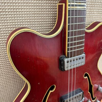 Vintage 1963 Hofner Verithin Cherry Red Hollow Archtop Electric Guitar *1960s* image 3