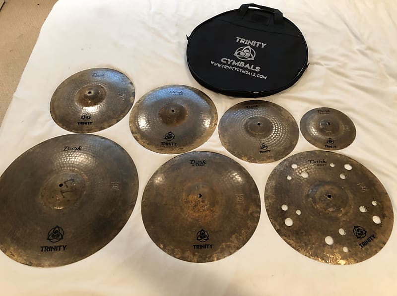 Excellent condition Trinity Dark Cymbal Pack w/ bag & sound clip image 1