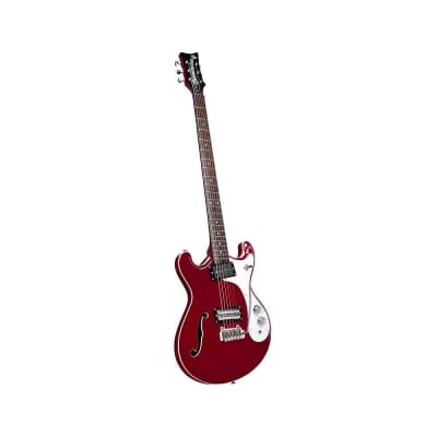 Danelectro 66BT-TRRED Semi-Hollow Double Cutaway Offset Horn Shape Baritone 6-String Electric Guitar image 2