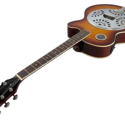 Unbranded RESONATOR GUITAR in HARD CASE Acoustic-Electric Steel Pan SAPELE Bluegrass Blues 2022 Sunb image 4