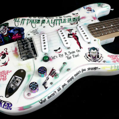 Custom Painted and Upgraded Fender Squier Stratocaster (Aged and Worn) With Graphics and Matching Headstock image 14