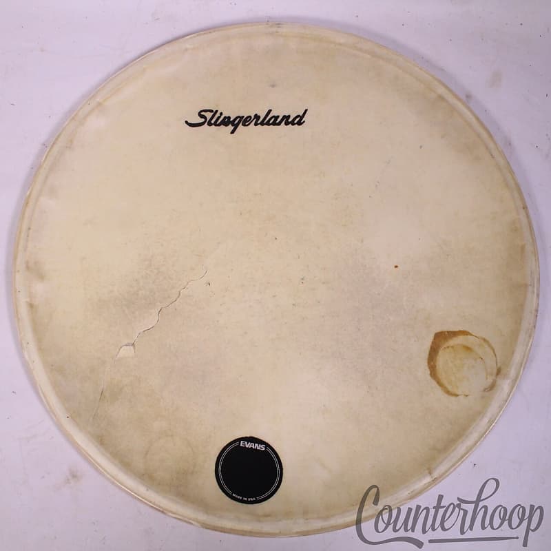 Slingerland 20"Bass Drum Calf Skin Head Logo Resonant Sound Reverb