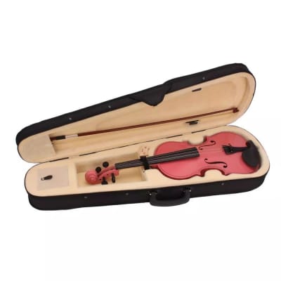 School Band 1/4 Size Acoustic Violin W/ Case Bow Rosin For Students - Pink image 6