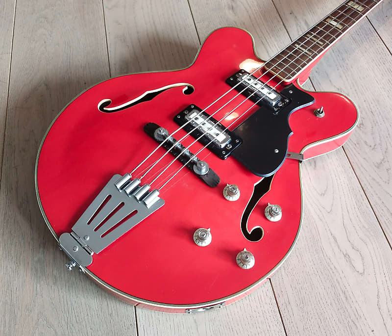 Columbus Hollowbody Bass early 70s Red image 1