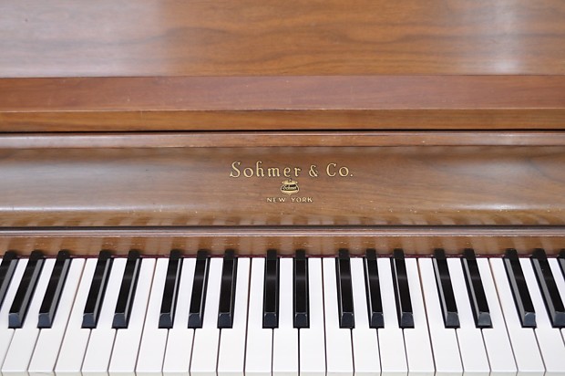 Sohmer Co Walnut Upright Acoustic Piano Walnut Reverb