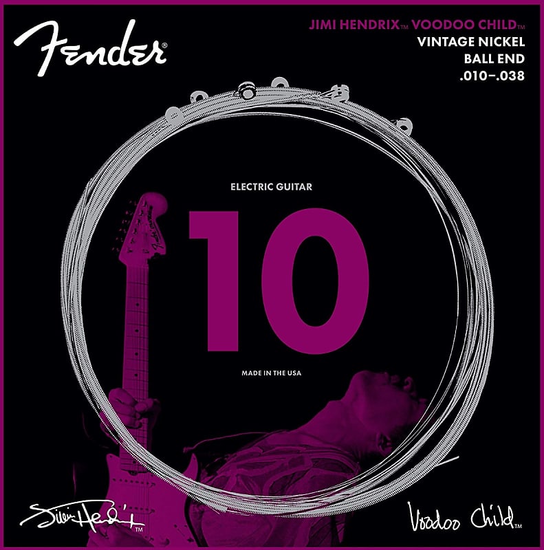 Fender Jimi Hendrix Voodoo Child BALL-END NICKEL Electric Guitar Strings, 10-38 image 1