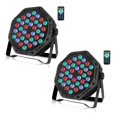 2pack 9 LED Stage Par Light Led RGB Uplight with Remote Control/Sound  Activated DJ Disco Lights for Wedding,Bar,Dance Hall,Family Party,Music  Show…