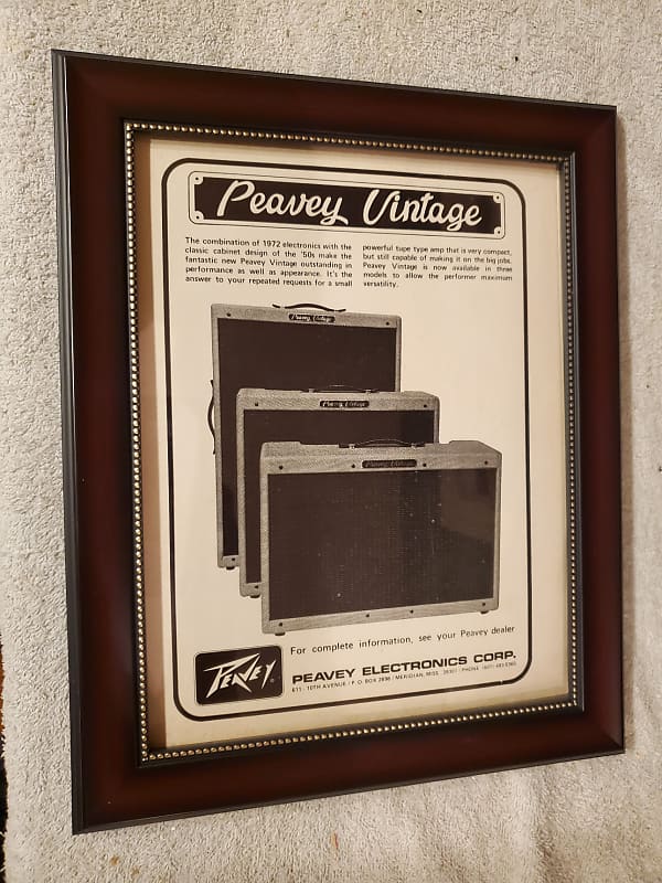 1972 Peavey Guitars Promotional Ad Framed Peavey Vintage Models Original image 1