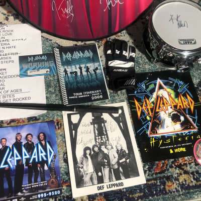 Def Leppard, Rick Allen's Sparkle Lounge 2008 Tour Logo Bass Drum Head, Signed By Whole Band! Plus Tour Artifacts. Authenticated! image 9