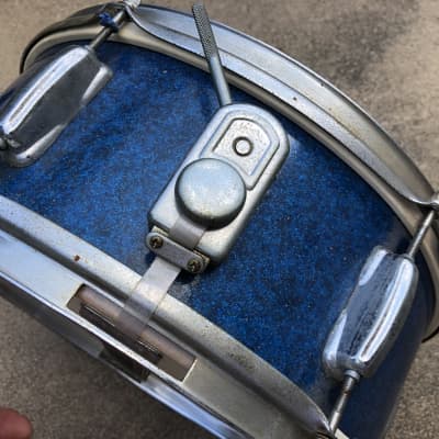 Vintage MIJ Mica Swing Line Snare Drum Blue Sparkle image 5