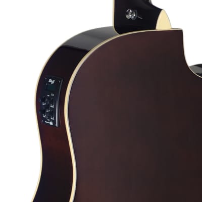 STAGG Cutaway acoustic-electric Slope Shoulder dreadnought guitar sunburst lefthanded model image 4