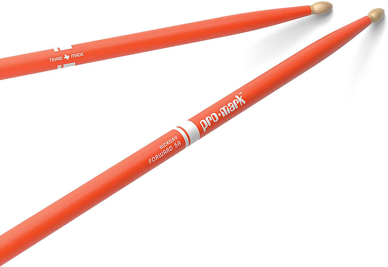 ProMark Classic Forward 5A Painted Orange Hickory Drumsticks, Oval Wood Tip, One image 1