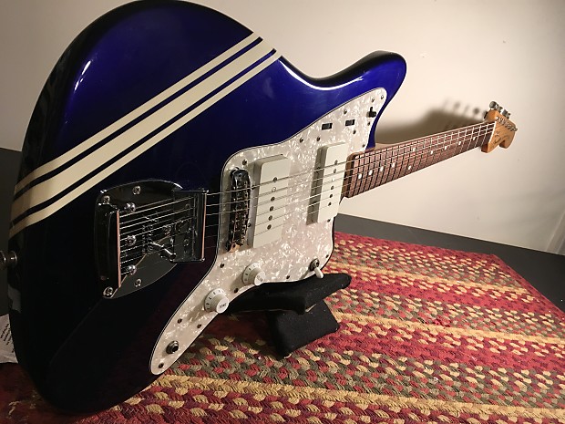 Rare MIJ Fender Jazzmaster JM66 '66 Reissue Jupiter Blue with competition  racing stripes Japan