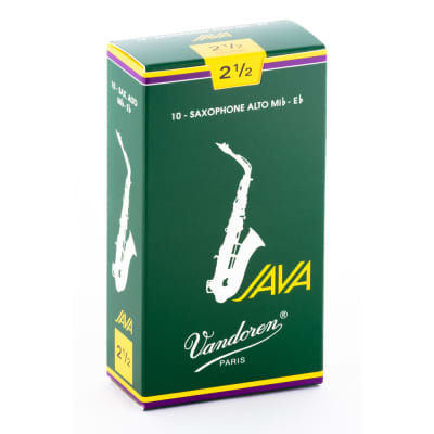 Vandoren SR2625 Java Alto Sax 2.5  Strength Saxophone Reeds Green Box of 10 image 1
