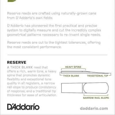 D'Addario Reserve Alto Saxophone Reeds, Strength 3.5, 10-pack image 1