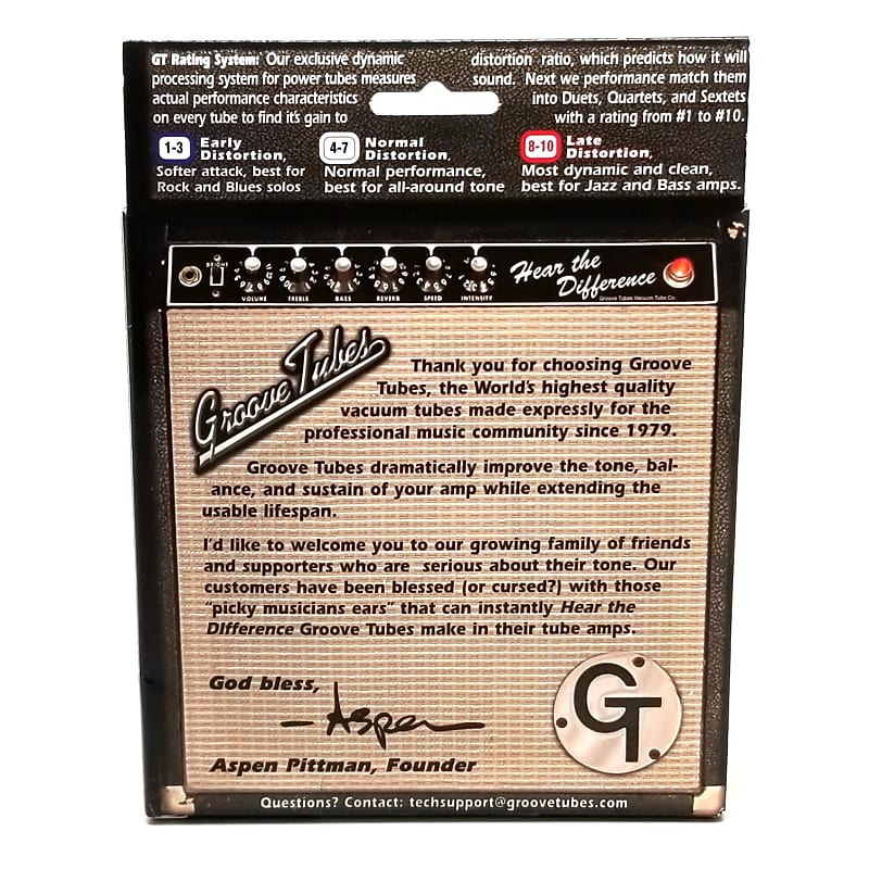 Groove Tubes Gold Series GT-6L6-R Matched Power Tubes Medium (4-7 GT  Rating) Duet