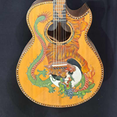 Blueberry NEW IN STOCK Handmade Acoustic Guitar TIgers and Dragons image 2