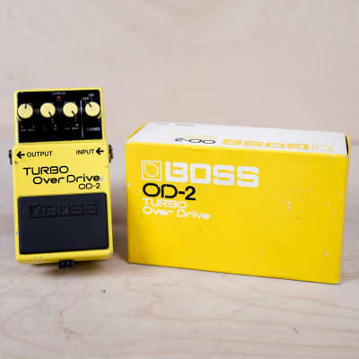 Boss OD-2 Turbo OverDrive (Black Label) 1987 Vintage Made in Japan Yellow in Box image 1