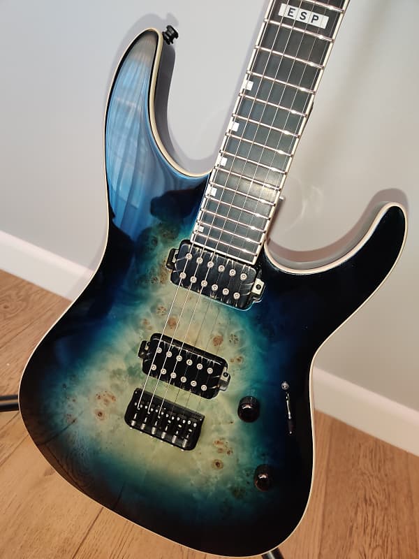 Guitar ESP E-II M-II Mercury Blue Bare Knuckle Stainless Steel Frets image 1