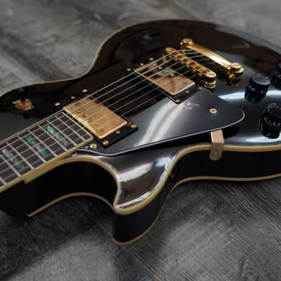 AIO SC77 Left-Handed Electric Guitar - Solid Black (Abalone Inlay) image 9