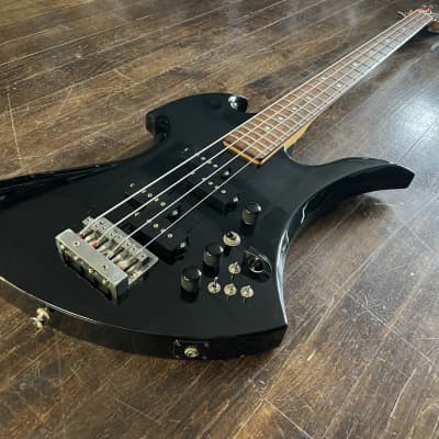 1980s BC Rich Japan Mockingbird NJ Series Electric Bass Black image 4
