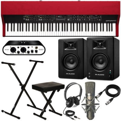 Nord Grand 2 88 Stage Keyboard, On-Stage Keyboard Stand, Bench, M-Audio BX4BT