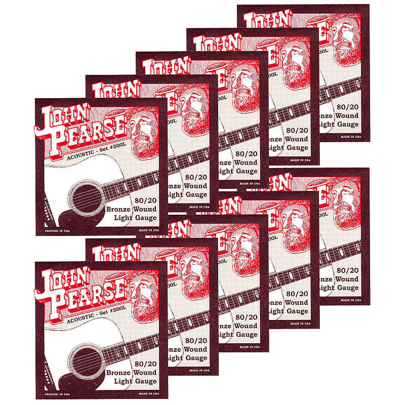 John Pearse Acoustic Strings 80 20 Bronze Light 12 53 10 Pack