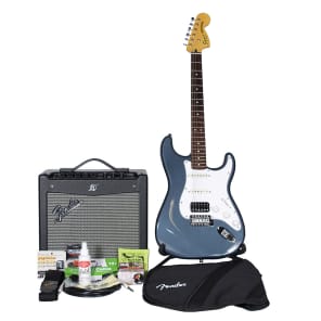 Squier Vintage Modified Stratocaster HSS BadAxe Bundle Charcoal Frost Metallic w/Mustang I image 1
