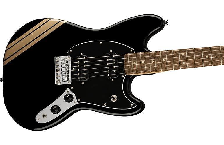 Squier FSR Bullet Competition Mustang HH Black Shoreline Gold