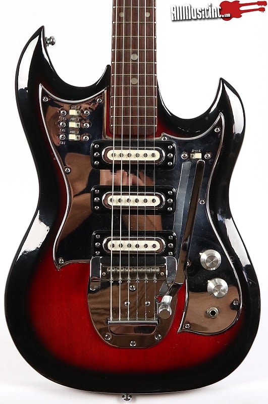 Vintage 1967 Domino Baron 3 Pickup Red Burst Electric Guitar w/ OHSC Japan image 1
