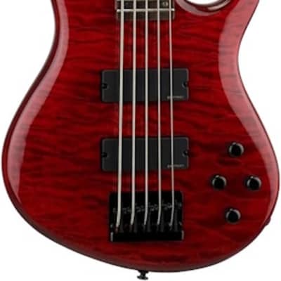 Dean Edge Q5 Quilt Top 5-string Electric Bass - Transparent Red