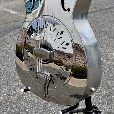 Rogue Classic Brass Body Roundneck Resonator Guitar with Custom Installed Pickup and Hardshell Case - PV MUSIC Inspected Setup and Tested - Plays / Sounds / Looks Great image 9