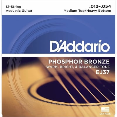 D Addario EJ37 Phosphor Bronze 12 String Acoustic Guitar Strings