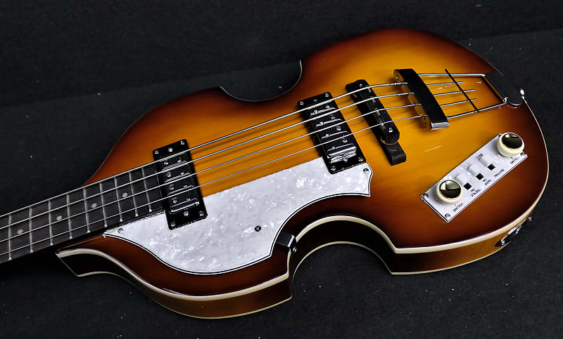 Hofner Ignition PRO Left Handed Beatle Bass HI-BB-PE-L-SB LaBella's, 500/1 Tea Cups & White Switches image 1