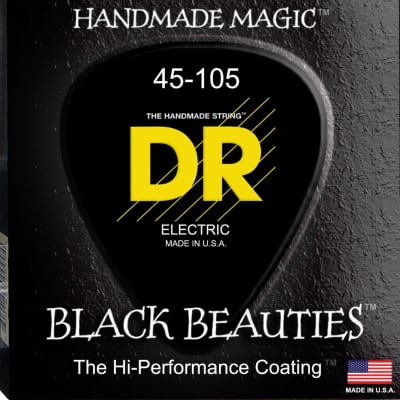 DR BKB-45 4 string Black Beauties Black Coated Bass Guitar Strings 45-105 MED  Black image 1