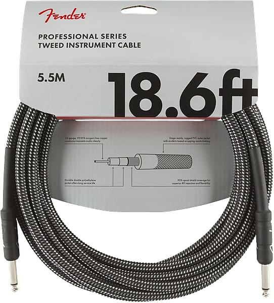 Genuine Fender Professional Series Guitar/Instrument Cable, GRAY TWEED - 18.6'ft image 1