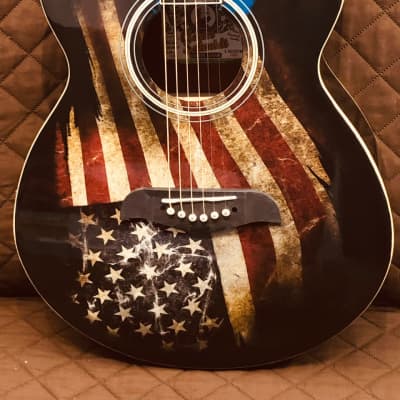 Oscar Schmidt OG10CEFLAG Concert Cutaway 6-String Acoustic-Electric Guitar - American Flag Graphic image 6
