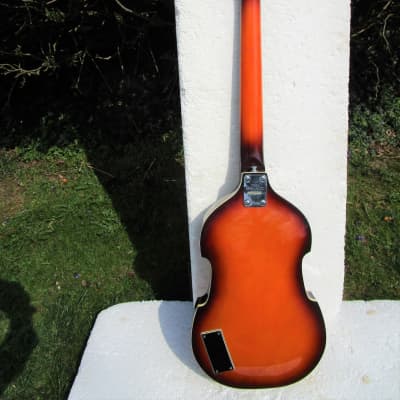 Conrad Violin Shape Guitar, 1960's,  Sunburst, Hang Tags, Scroll Headstock, Original Case image 13