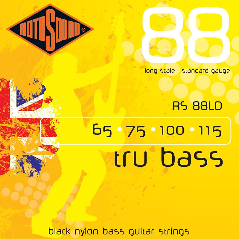 Rotosound RS88LD 4 String Black Nylon Flatwound Bass Guitar Strings 65-115  Black image 1