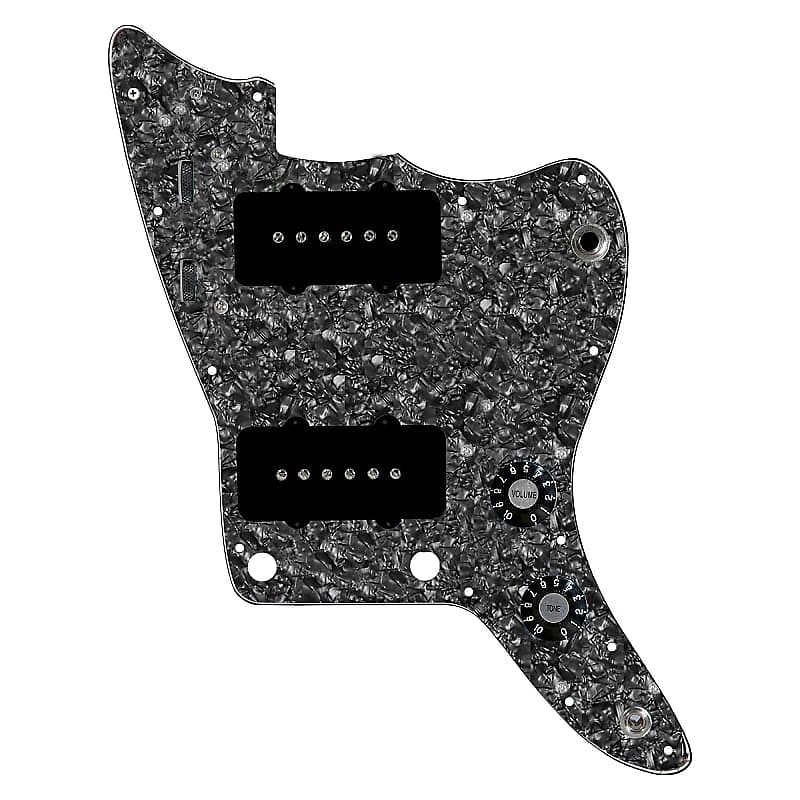 920D Custom Jazzmaster Guitar Loaded Pickgardguard w/ Grit Pickups Black on Black Pearl image 1