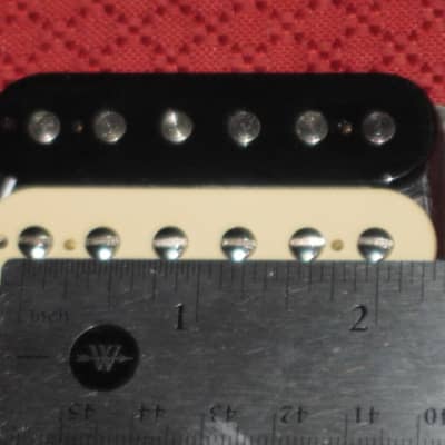 lite use (generally clean w/ few light scratches/tiny imperfections) genuine Gibson 61 Humbucker, PAF, Zebra (black/creme) 7.57k, any position, lead wire 10 & 1/4 inches, 4 conductor, Alnico 5, solder connect (+screws/springs/copy of wiring diagram) 2014 image 6