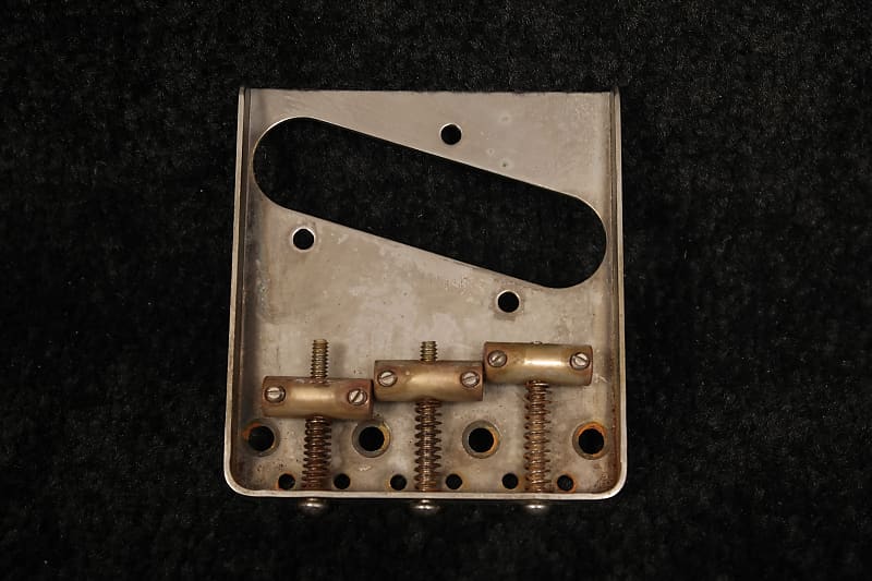 Telecaster Tele Bridge Plate Nickel plated Aged Relic with 1950's 50’s Brass saddles image 1
